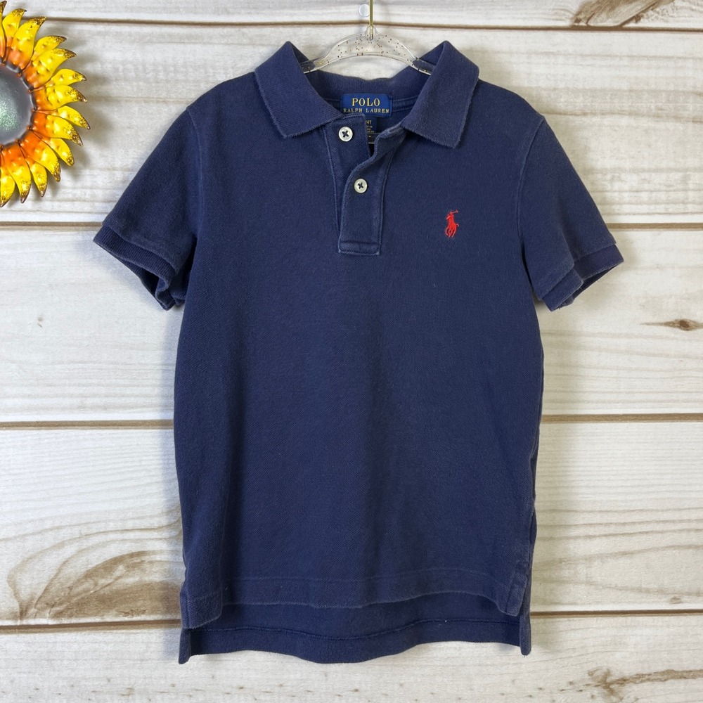 Kids Polo Ralph Lauren Navy Blue Short Sleeve Polo Shirt Size 4T